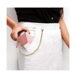 Avizar Bijou de Téléphone Chaîne Tissée Maille Palmier Métallique 40cm Doré
