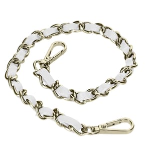 Avizar Bijou de Téléphone Chaîne Tressée Argent Simili Cuir Blanc 40cm