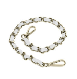 Avizar Bijou de Téléphone Chaîne Tressée Argent Simili Cuir Blanc 40cm