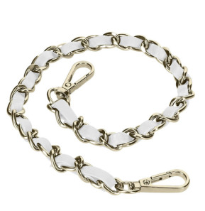 Avizar Bijou de Téléphone Chaîne Tressée Argent Simili Cuir Blanc 40cm