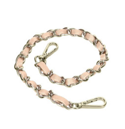 Avizar Bijou de Téléphone Chaîne Tressée Argent Simili Cuir Rose 40cm