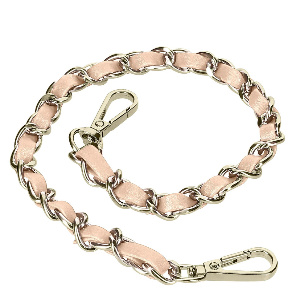 Avizar Bijou de Téléphone Chaîne Tressée Argent Simili Cuir Rose 40cm