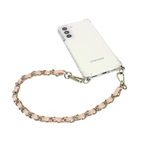 Avizar Bijou de Téléphone Chaîne Tressée Argent Simili Cuir Rose 40cm — image 2