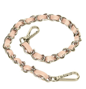 Avizar Bijou de Téléphone Chaîne Tressée Argent Simili Cuir Rose 40cm