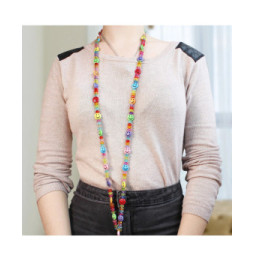 Avizar Bijou de Téléphone Collier Perles et Smiley 110cm Collection Smile Multicolore