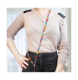 Avizar Bijou de Téléphone Collier Perles et Smiley 110cm Collection Smile Multicolore
