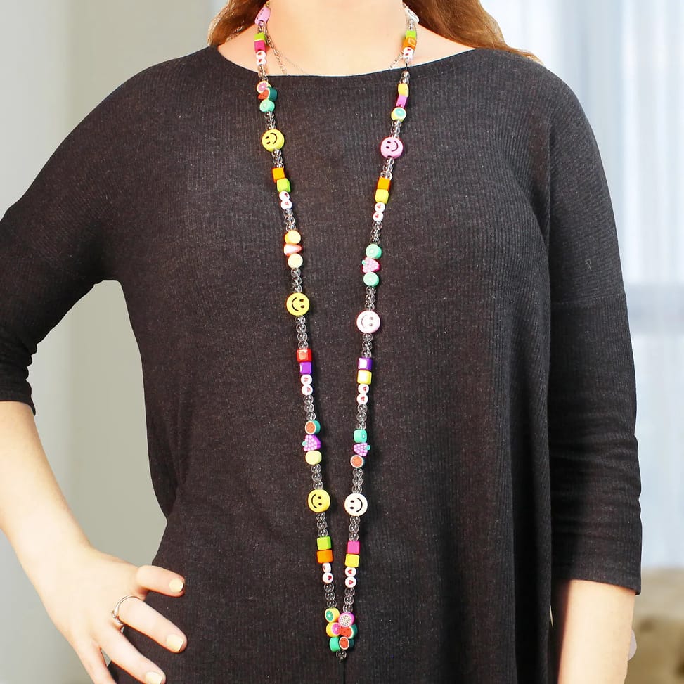 Avizar Bijou de Téléphone Collier Smiley et Fruits 110cm Collection Smile Multicolore — image 3