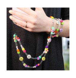 Avizar Bijou de Téléphone Collier Smiley et Fruits 110cm Collection Smile Multicolore