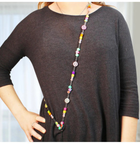 Avizar Bijou de Téléphone Collier Smiley et Fruits 110cm Collection Smile Multicolore