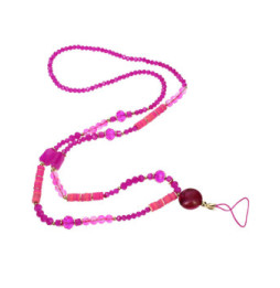 Avizar Bijou de téléphone Universel 90cm Perles de cristal et Heishi Fuchsia