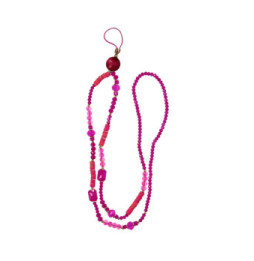 Avizar Bijou de téléphone Universel 90cm Perles de cristal et Heishi Fuchsia