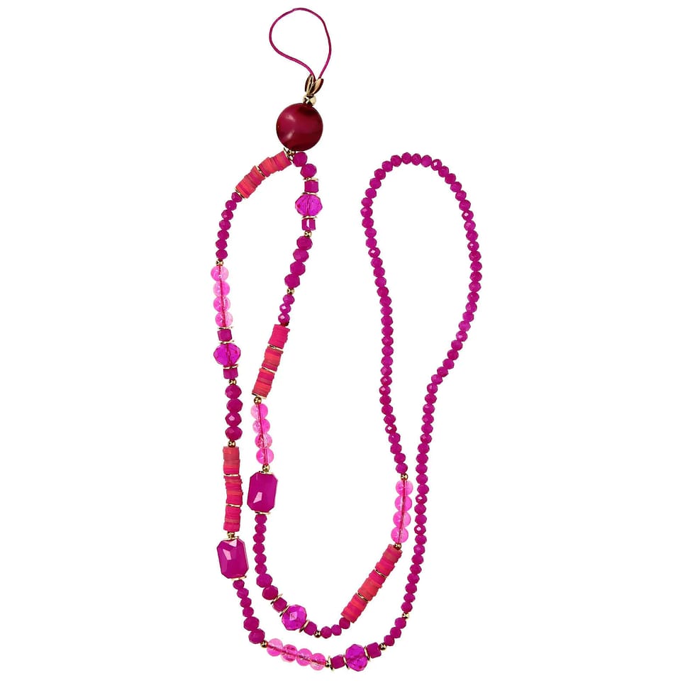 Avizar Bijou de téléphone Universel 90cm Perles de cristal et Heishi Fuchsia — image 2