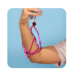 Avizar Bijou de téléphone Universel 90cm Perles de cristal et Heishi Fuchsia