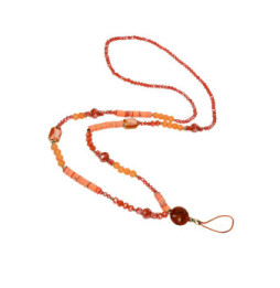 Avizar Bijou de téléphone Universel 90cm Perles de cristal et Heishi Orange