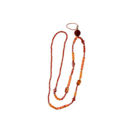 Avizar Bijou de téléphone Universel 90cm Perles de cristal et Heishi Orange
