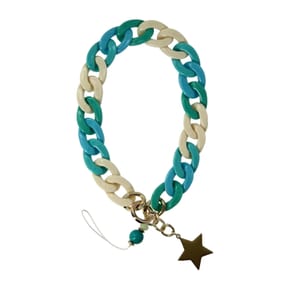 Avizar Bijou de Téléphone Universel Grosse Maille Cubaine et Étoile 35cm Turquoise / Beige — image 2