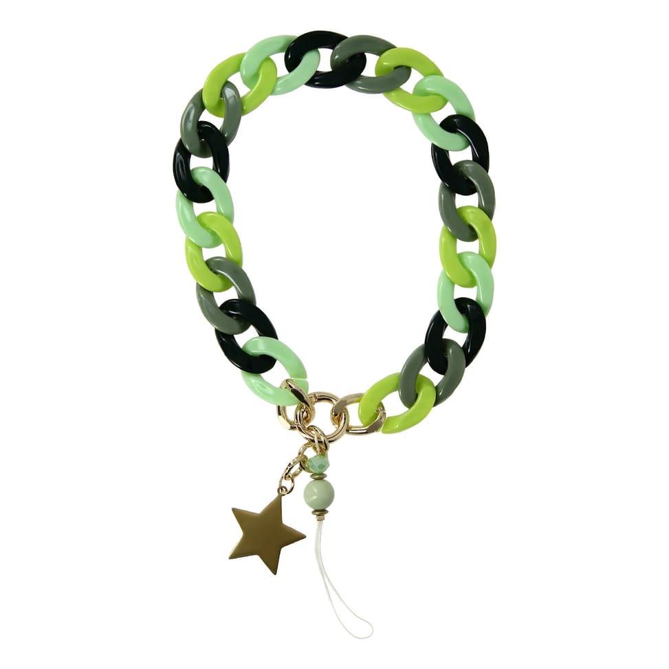Avizar Bijou de Téléphone Universel Grosse Maille Cubaine et Étoile 35cm Vert / Noir — image 2