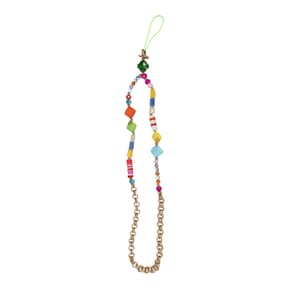Avizar Bijou de Téléphone Universel Perles Heishi Multicolore et Chaine Doré 45cm + Dragonne — image 2