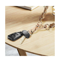Avizar Bijou Téléphone 60cm Cuir Chaîne Métallique Tressée Accroche Universelle Marron