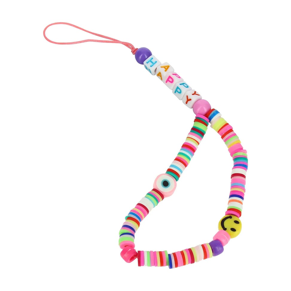 Avizar Bijou Téléphone Bracelet à Perles Heishi, Smiley, lettres Happy Collection Smile — image 2