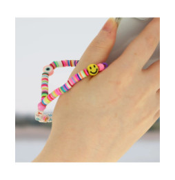 Avizar Bijou Téléphone Bracelet à Perles Heishi, Smiley, lettres Happy Collection Smile