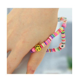 Avizar Bijou Téléphone Bracelet à Perles Heishi, Smiley, lettres Happy Collection Smile