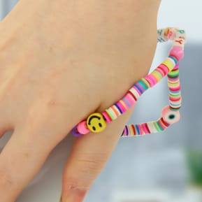 Avizar Bijou Téléphone Bracelet à Perles Heishi, Smiley, lettres Happy Collection Smile — image 5