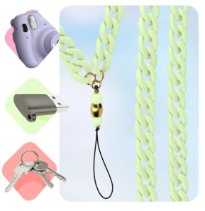 Avizar Bijou Téléphone Universel Chaîne Cubaine Plate 90cm avec Dragonne Vert Pâle