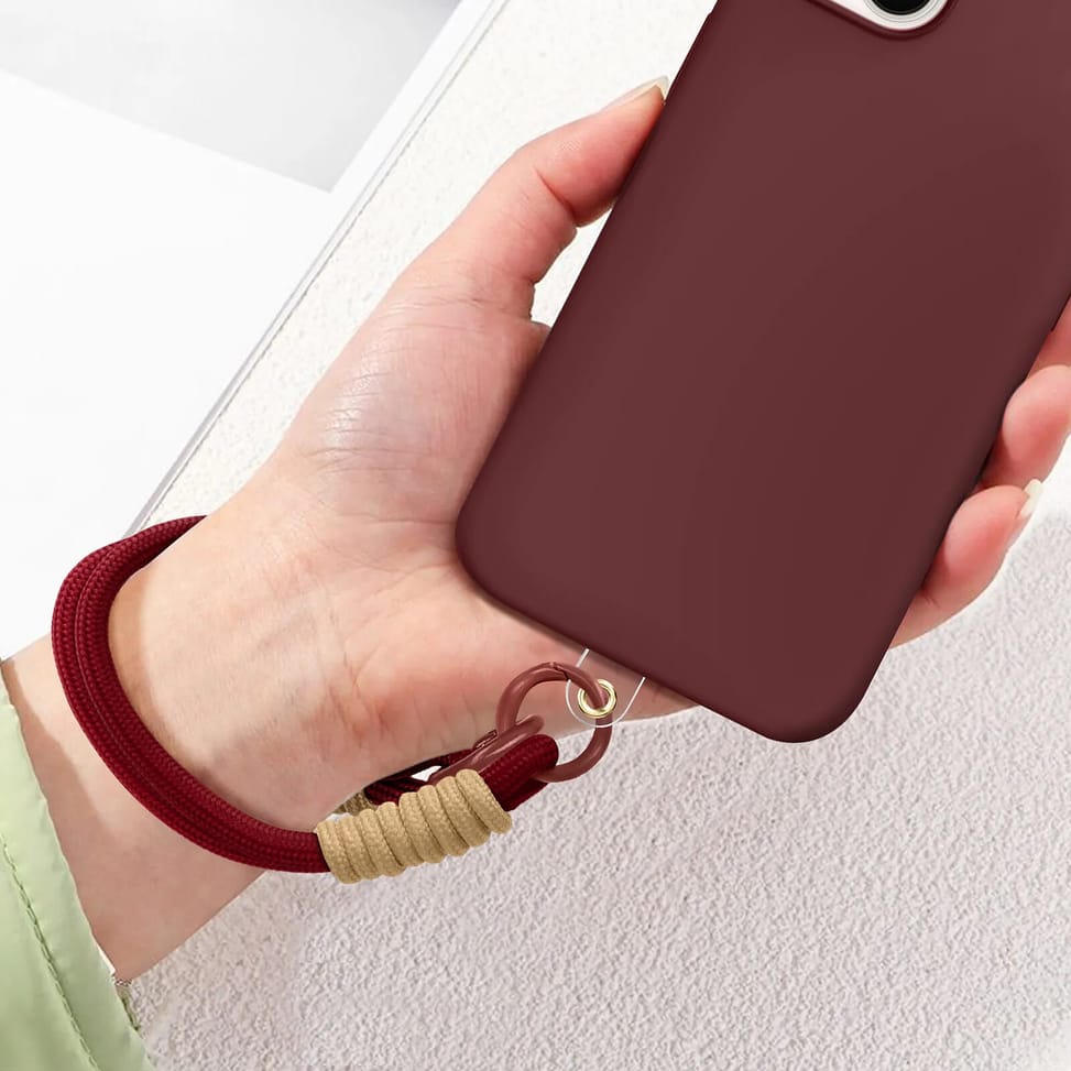 Avizar Bracelet pour téléphone Lanière courte Nylon Bordeaux — image 5