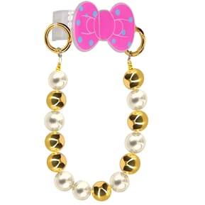 Avizar Bracelet Téléphone perle dorée et blanche Clip Design Nœud papillon — image 2