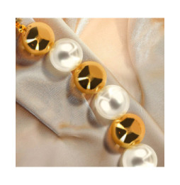 Avizar Bracelet Téléphone perle dorée et blanche Clip Design Nœud papillon