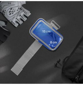 Avizar Brassard Sport pour Smartphone Tactile Attache Bras ou Avant-bras Poche Zippée Bleu