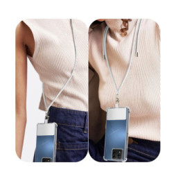 Avizar Cordon pour Smartphone Nylon Tressé 80cm Réglable Accroche Universelle Blanc