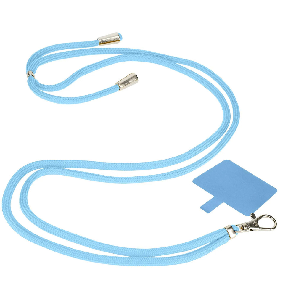 Avizar Cordon pour Smartphone Nylon Tressé 80cm Réglable Accroche Universelle Bleu Clair
