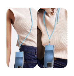 Avizar Cordon pour Smartphone Nylon Tressé 80cm Réglable Accroche Universelle Bleu Clair