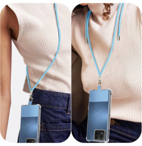 Avizar Cordon pour Smartphone Nylon Tressé 80cm Réglable Accroche Universelle Bleu Clair