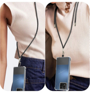 Avizar Cordon pour Smartphone Nylon Tressé 80cm Réglable Accroche Universelle Noir