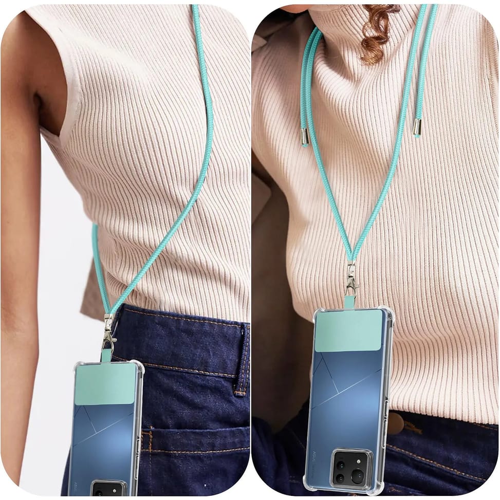 Avizar Cordon pour Smartphone Nylon Tressé 80cm Réglable Accroche Universelle Turquoise — image 3