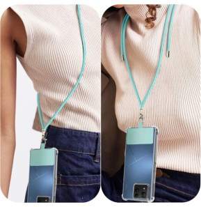 Avizar Cordon pour Smartphone Nylon Tressé 80cm Réglable Accroche Universelle Turquoise