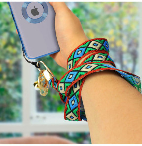 Avizar Cordon pour Smartphone Universel Coque et Étui Coton Tressé Bogolan