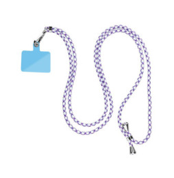 Avizar Cordon pour Smartphone Universel Coque et Étui Nylon Tressé Réglable 90cm blanc et violet