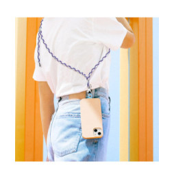 Avizar Cordon pour Smartphone Universel Coque et Étui Nylon Tressé Réglable 90cm blanc et violet
