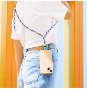 Avizar Cordon pour Smartphone Universel Coque et Étui Nylon Tressé Réglable 90cm blanc et violet