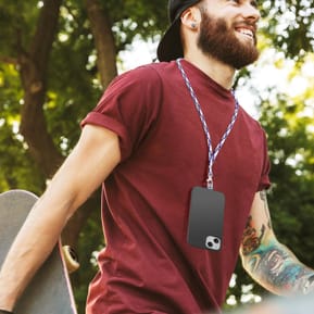 Avizar Cordon pour Smartphone Universel Coque et Étui Nylon Tressé Réglable 90cm blanc et violet — image 4