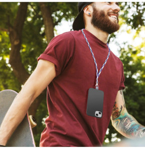 Avizar Cordon pour Smartphone Universel Coque et Étui Nylon Tressé Réglable 90cm blanc et violet
