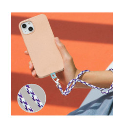 Avizar Cordon pour Smartphone Universel Coque et Étui Nylon Tressé Réglable 90cm blanc et violet