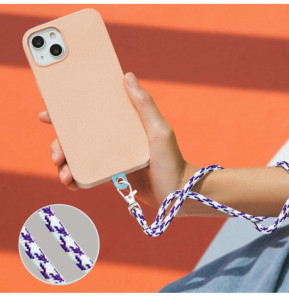 Avizar Cordon pour Smartphone Universel Coque et Étui Nylon Tressé Réglable 90cm blanc et violet