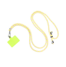 Avizar Cordon pour Smartphone Universel Coque et Étui Nylon Tressé Réglable 90cm gris et jaune