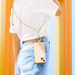 Avizar Cordon pour Smartphone Universel Coque et Étui Nylon Tressé Réglable 90cm gris et jaune — image 3