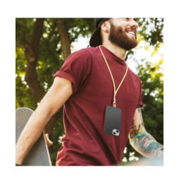 Avizar Cordon pour Smartphone Universel Coque et Étui Nylon Tressé Réglable 90cm gris et jaune